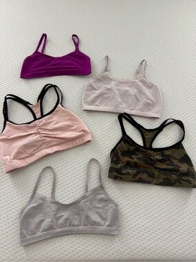 Assorted Girls' Seamless Bralette Pack - Purple, Light Pink, Blush, Gray, Camo